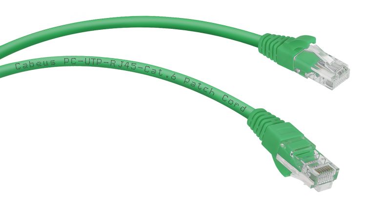 Кабель патч-корд U/UTP 6 кат. 0.3м Cabeus PC-UTP-RJ45-Cat.6-0.3m-GN неэкранированный, зеленый