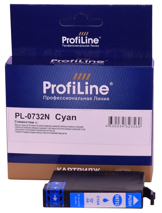 Картридж ProfiLine PL_73N_C струйный для принтеров Epson Stylus T30/T40W/TX300F/TX510FN/TX600FW с чернилами на водной основе Cyan 5,5 мл