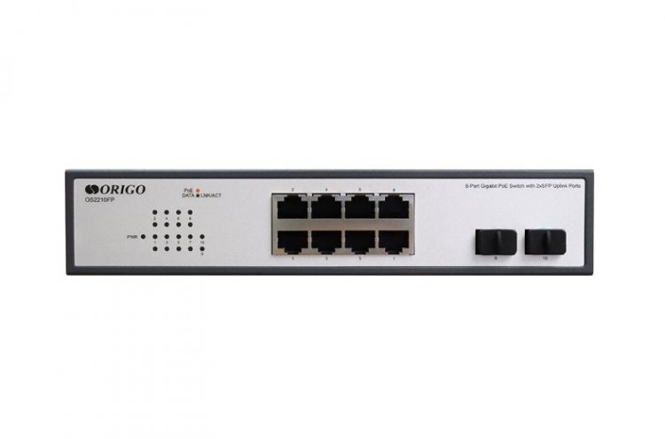   Xcom-Shop Коммутатор неуправляемый ORIGO OS2210FP/120W/A1A 8x1000Base-T PoE, 2x1000Base-X SFP, PoE Budget 120W, 19 w/brackets