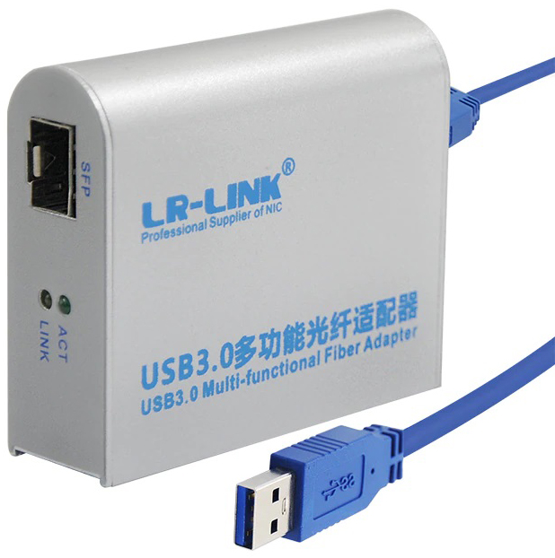 Сетевой адаптер LR-LINK LREC3210PF-SFP USB 3.0 - SFP 1000Base-SX/LX, многомодовый оптоволоконный порт, контроллер: RTL8153, поддержка IEEE 802.1Q VLAN