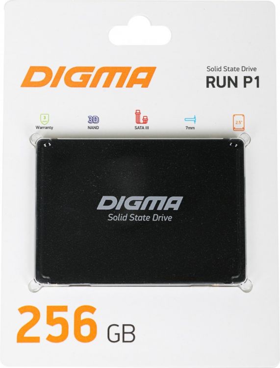 Накопитель SSD 2.5'' Digma DGSR2256GP13T Run P1 256GB SATA 6Gb/s 3D TLC 500/400MB/s MTBF 2M TBW 120