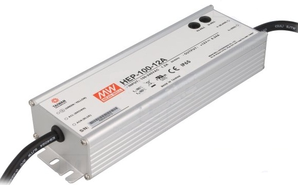 Преобразователь AC-DC сетевой Mean Well HEP-100-12A 100.1Вт, ККМ, вход 90…305В AC, 47…63Гц/127…431В DC, выход 12В/8.34А, подстройка потенциометром ток