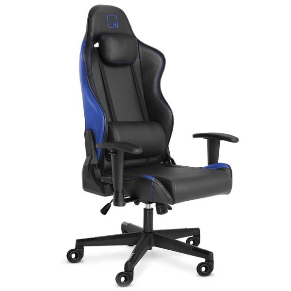   Xcom-Shop Кресло игровое WARP SG чёрно-синее (экокожа, алькантара, регулируемый угол наклона, механизм качания)
