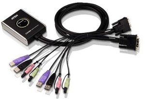 Переключатель Aten CS682-AT USB KVM+Audio, 1 user USB+DVI-D => 2 cpu USB+DVI-D, со встр.шнурами USB+Audio 2x1.2м., 1920x1200, настол., исп.стандарт.шн