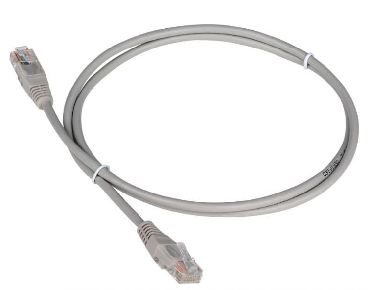 Кабель патч-корд U/UTP 5e кат. 1м. TWT TWT2-45-45-1.0-GY RJ45 - RJ45, 2 пары, серый