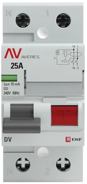 УЗО EKF rccb-2-25-10-ac-av DV 2P 25А/ 10мА (AC) AVERES