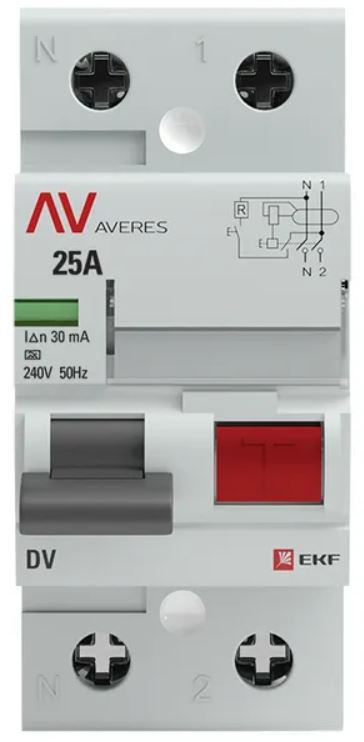 УЗО EKF rccb-2-25-30-a-av DV 2P 25А/ 30мА (A) AVERES