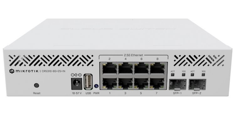 Коммутатор управляемый Mikrotik CRS310-8G+2S+IN 8x1gbit RJ45, 2xSFP+, indoor