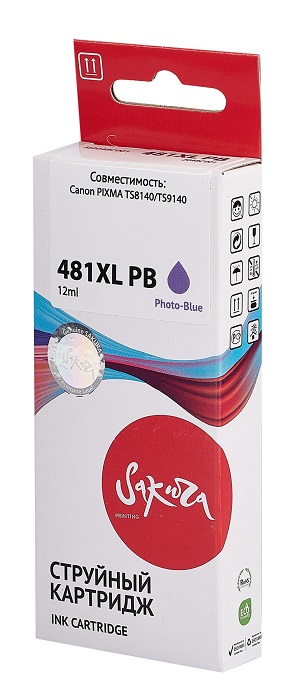 Картридж струйный Sakura 2048C001 (481XL PB) для Canon PIXMA TS8140/TS9140, водорастворимый тип чернил, фото-голубой, 9140 к.