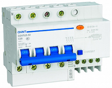Автоматический выключатель дифф. тока (АВДТ) CHINT 199689 4P, тип хар-ки С, 16А, 100мА, тип AC, 6кА DZ47LE-32