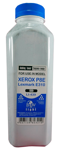 Тонер B&W (Black&White) LI-439 Phaser 3x00/3210/WC3119/4118/PE120/220/P8e, Lexmark E310 (фл. 180г) Light фас. Россия
