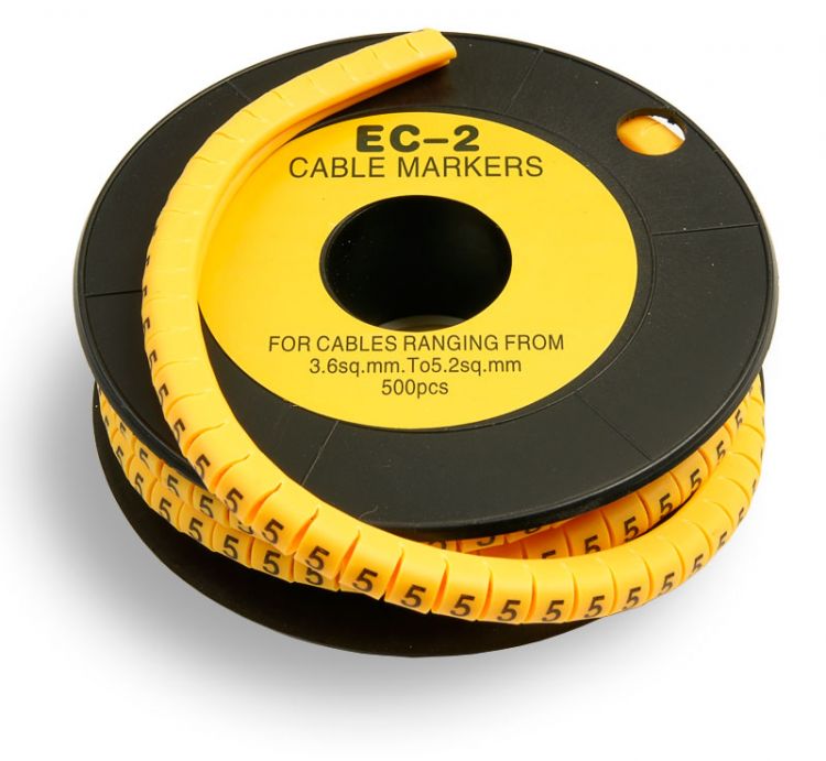 Маркер на кабель Cabeus EC-2-5 д.7.4мм, цифра 5