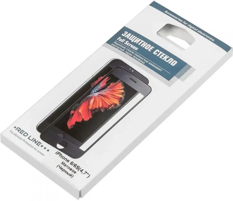 Защитное стекло Red Line УТ000008867 для Apple iPhone 6/6S (4.7), матовое, tempered glass, чёрная рамка