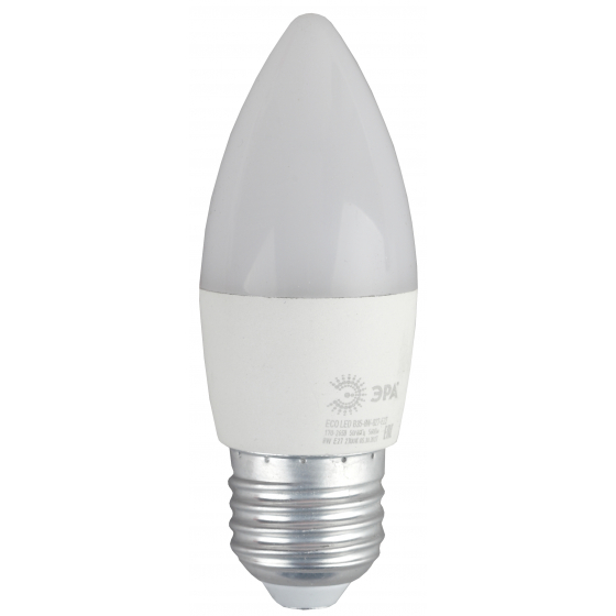 Лампа светодиодная ЭРА Б0030020 ECO LED B35-8W-827-E27 (диод, свеча, 8Вт, тепл, E27)