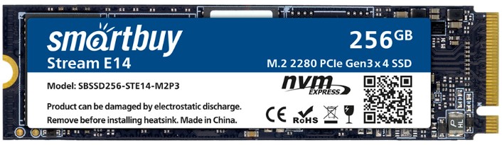 SSD Smartbuy Накопитель SSD M.2 2280 SmartBuy SBSSD256-STE14-M2P3 Stream E14 256GB NVMe PCIe3