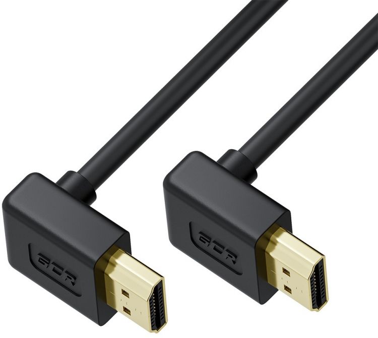 Кабель интерфейсный Greenconnect GCR-52454 SLIM 3.0m HDMI 2.0, М верхний угол / М верхний угол, черный,  HDR 4:2:0, Ultra HD, 4K 60 fps 60Hz, 3D, AUDI