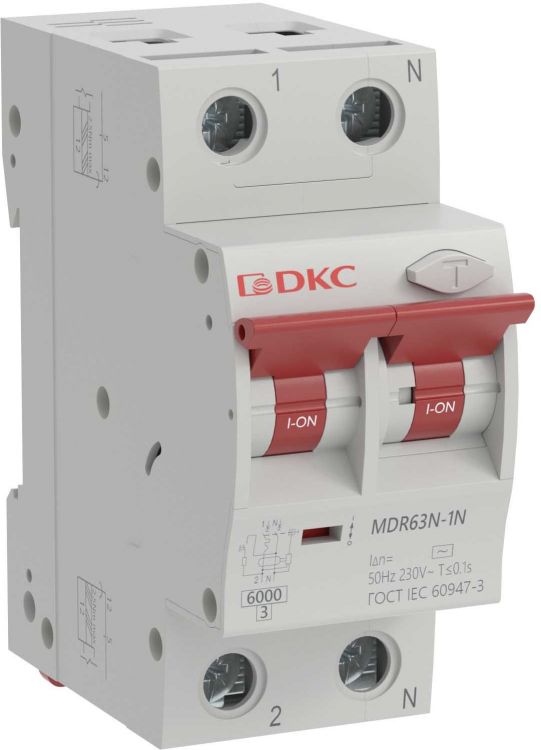 Автоматический выключатель дифф. тока (АВДТ) DKC MDR63N-1N2C40-A MDR63N 1P+N 40A C 30mA 6kA тип A, YON max