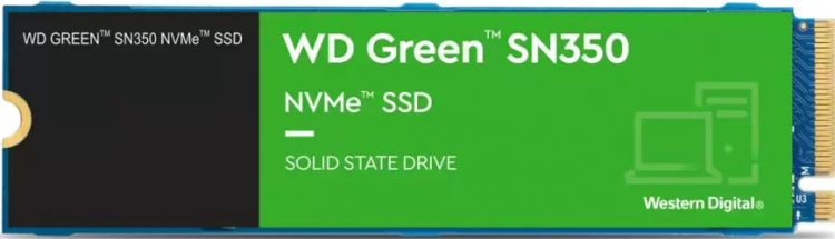 SSD Western Digital Накопитель SSD M.2 2280 Western Digital WDS480G2G0C WD Green SN350 480GB PCI-E Gen 3 x4 TLC 2400/1650MB/s IOPS 220K/170K MTTF 1M