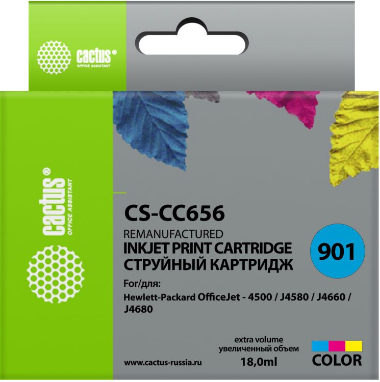 Картридж Cactus CS-CC656 №901 (трехцветный) для OfficeJet - 4500 / J4580 / J4660 / J4680