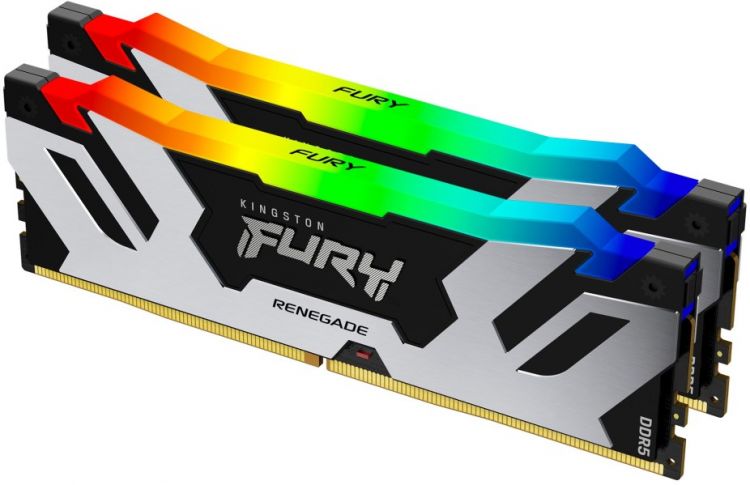 Модули памяти DDR5  Xcom-Shop Модуль памяти DDR5 48GB (2*24GB) Kingston FURY KF564C32RSAK2-48 Renegade Silver/Black RGB XMP PC5-51200 6400MHz CL32 1RX8 1.4V 24Gbit