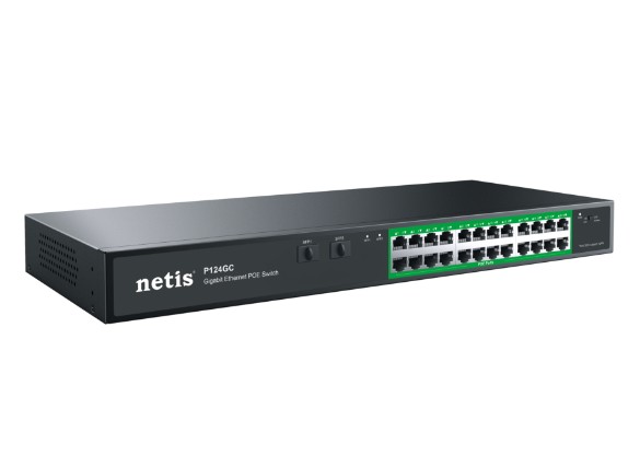 Коммутатор неуправляемый netis P124GC PoE+, 26 портов, 24x1 Гбит/с, PoE+ 24х30 Вт (до 360Вт), Uplink SFP 2x1 Гбит/с