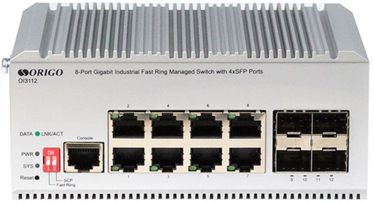   Xcom-Shop Коммутатор управляемый ORIGO OI3112/A1A L2 Fast Ring 8x1000Base-T, 4x1000Base-X SFP, Surge 4KV, -40 to 75°C