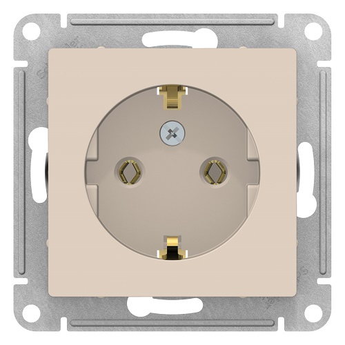 Розетка Systeme Electric ATN000243 AtlasDesign, с заземлением, 16А, механизм, бежевая