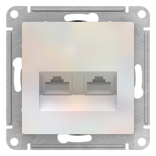 Розетка Systeme Electric ATN000485 AtlasDesign, двойная, компьютерная, RJ45+RJ45, кат.5E, механизм, жемчуг