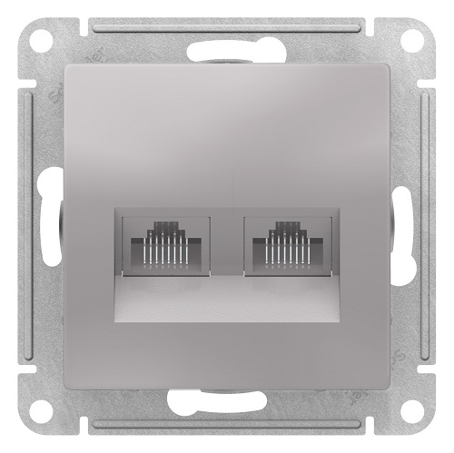 Розетка Systeme Electric ATN000385 AtlasDesign, двойная, компьютерная, RJ45+RJ45, кат.5E, механизм, алюминий