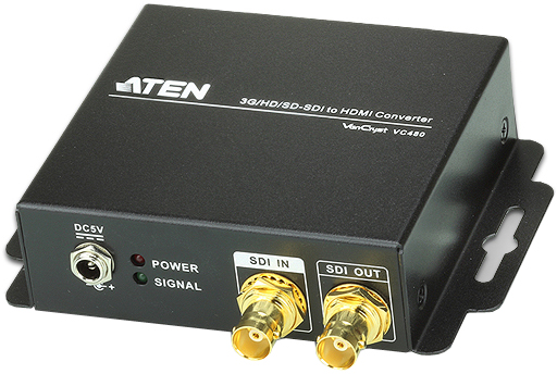 Конвертер Aten VC480-AT-G 3G/HD/SD-SDI=>HDMI+AUDIO, BNC>HDMI+BNC+3xRCA, Female, БП 5V