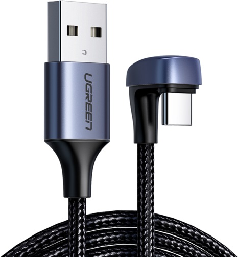 Кабель UGREEN US311 70315 USB2.0-A / угловой USB-C, 2 м. черный