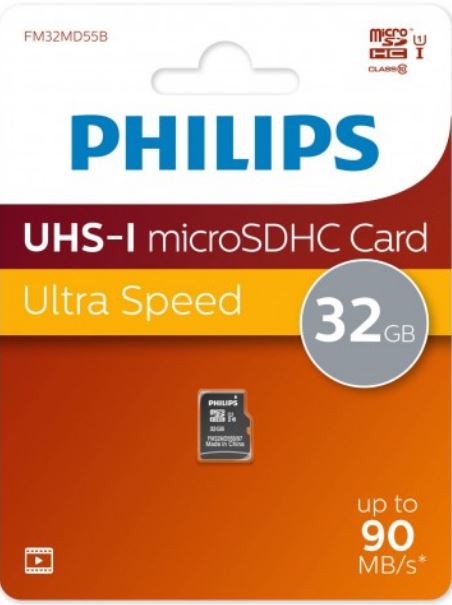 Карта памяти MicroSDHC 32GB Philips FM32MD55B/97 High Speed Class 10 90MB/s