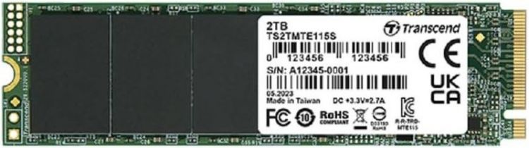 Накопитель SSD M.2 2280 Transcend TS2TMTE115S MTE115S 2TB NVMe PCIe 3.0 x4 3D TLC 3200/1900MB/s IOPS 200K/250K MTBF 2M TBW 800