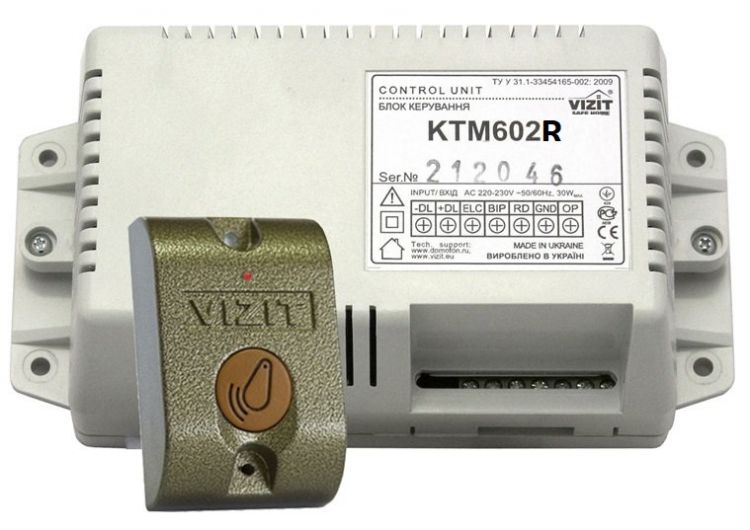 Контроллер VIZIT VIZIT-КТМ602R ключей RF, до 2680 ключей, питание и управление замком (15 В DC, 1,5А, таймер 1 или 5 сек.), 190-240 В AC