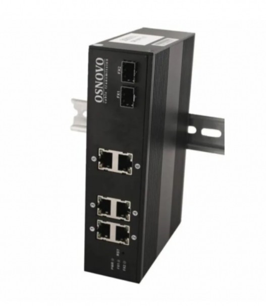 Коммутатор PoE OSNOVO SW-8062/IC промышленный Gigabit Ethernet на 8 портов: 6 x GE (10/100/1000Base-T) с PoE (до 30W) + 2 x GE SFP (1000Base-X). Вход