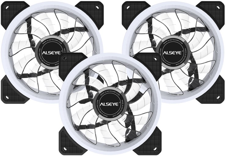 Вентилятор для корпуса ALSEYE D-Ringer CRLS-300DS 120x120x25mm, 700-1800rpm, 30.4-55.3 CFM, 12.2-18.5dBA, 4-pin PWM, 2*LED strips, with controller (3-