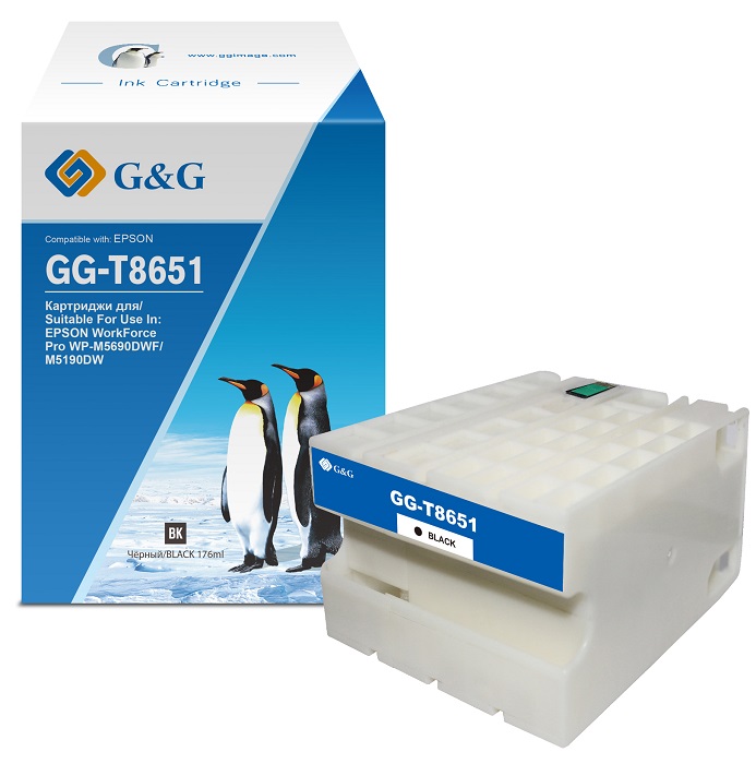 Картридж G&G GG-C13T865140 струйный T8651 черный (176мл) для Epson WorkForce Pro WF-M5690DWF/M5190DW