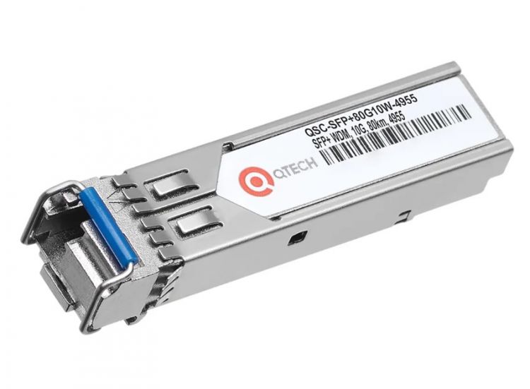 Модуль SFP+ QTECH QSC-SFP+80G10W-4955 WDM BIDI, 80 км, 10 Гбит/c, TX=1490/RX=1550 нм, DFB, PIN, LC