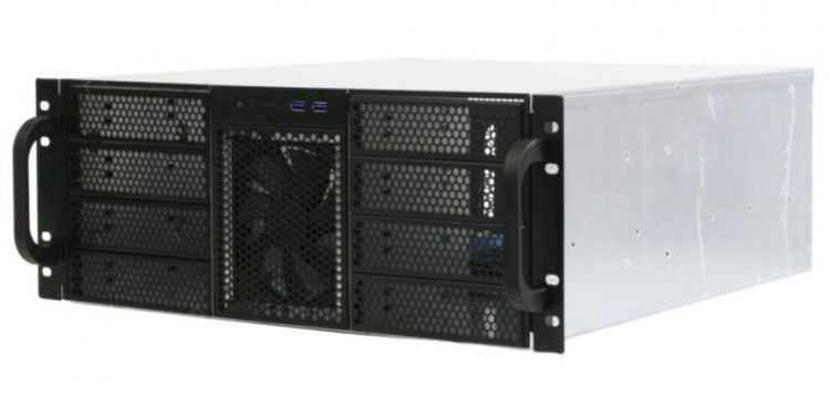   Xcom-Shop Корпус серверный 4U Procase RE411-D8H4-FC-55 8x5.25+4HDD,черный,без блока питания,глубина 550мм,MB CEB 12x10,5, панель вентиляторов 3*120x25 PWM