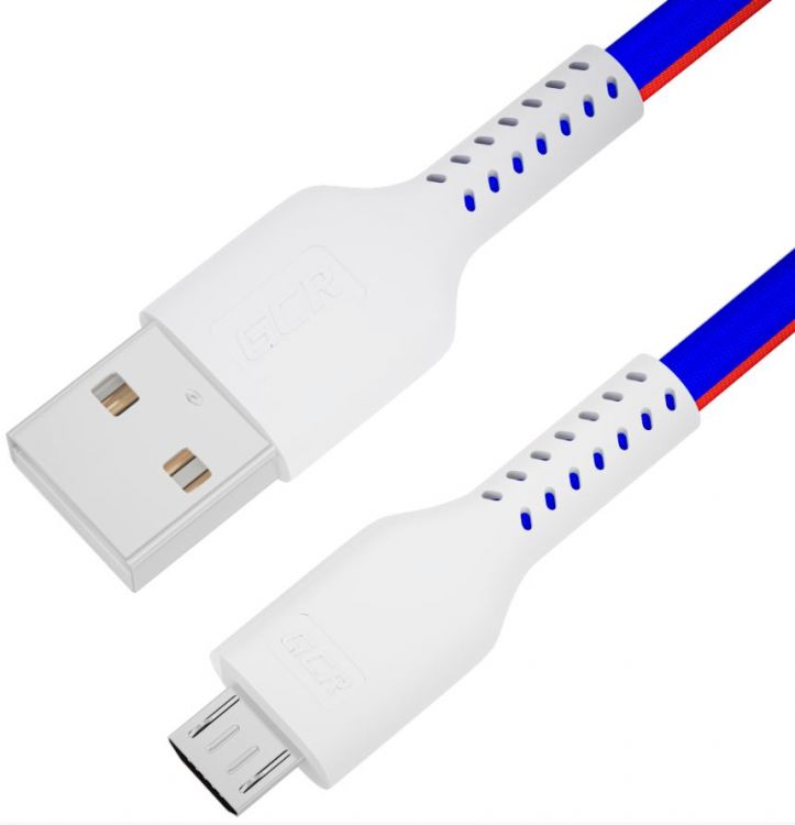 Кабель интерфейсный Greenconnect GCR-54972 QC 0.5m MicroUSB, быстрая зарядка, ТРИКОЛОР Россия, белый ПВХ, 28/24 AWG