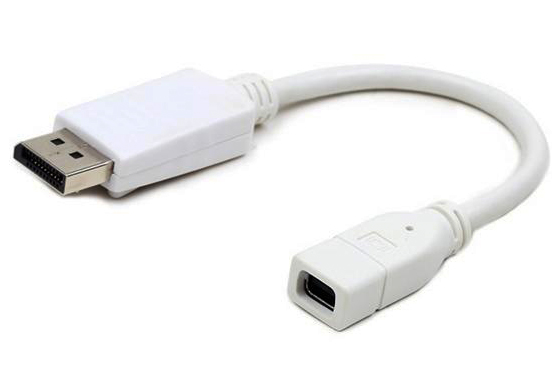 Переходник Cablexpert A-mDPF-DPM-001-W miniDisplayPort - DisplayPort, 20F/20M, длина 16см, белый, пакет