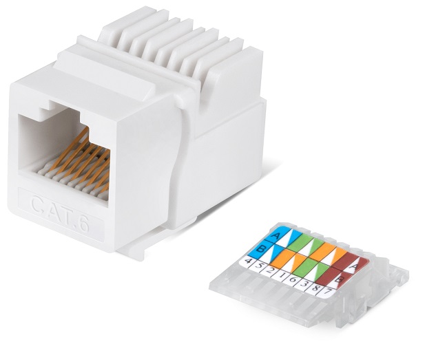   Xcom-Shop Модуль Cabeus KJ-RJ45-Cat.6-Toolless (вставка) Keystone Jack RJ-45(8P8C), категория 6, без инструмента Toolless, белая