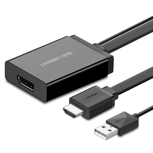 Конвертер UGREEN 40238 HDMI + USB to DP, 0,5 м, черный