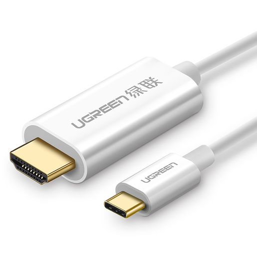 Кабель интерфейсный UGREEN 30841 USB Type C to HDMI ABS case, 1,5 м, белый