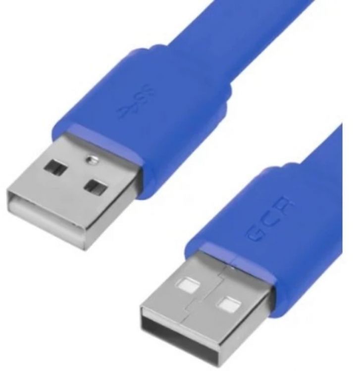 Кабель интерфейсный USB 2.0 Greenconnect GCR-55572 PROF 3.0m AM/AM, плоский, синий, 28/24 AWG, экран, заземление, морозостойкий