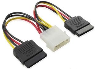 Переходник питания Cablexpert CC-SATA-PSY-0.3M 30см, molex 4pin/2x sata15pin, на 2 устр., пакет