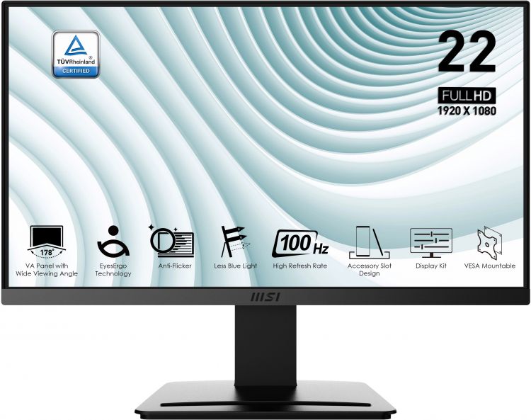  Монитор 21,5 MSI Pro MP223 9S6-3PB9CH-014 1920x1080 VA LED 1ms 16:9 HDMI 250cd 178гр/178гр 100Hz VGA черный