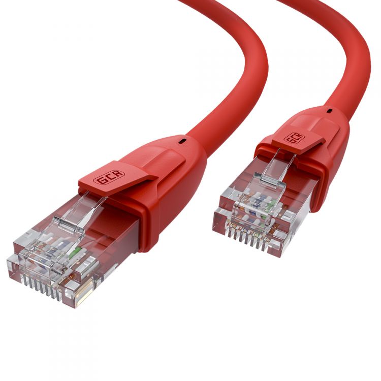 Кабель патч-корд U/UTP 6 кат. 2м GCR GCR-52389 прямой, 24 AWG, ethernet high speed, RJ45, T568B, красный