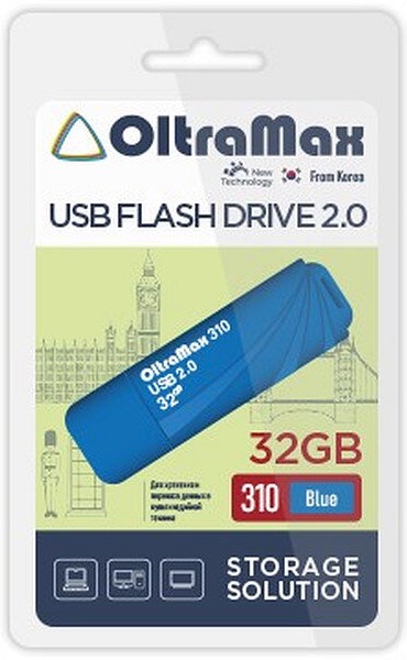  Накопитель USB 2.0 32GB OltraMax OM-32GB-310-Blue 310, синий