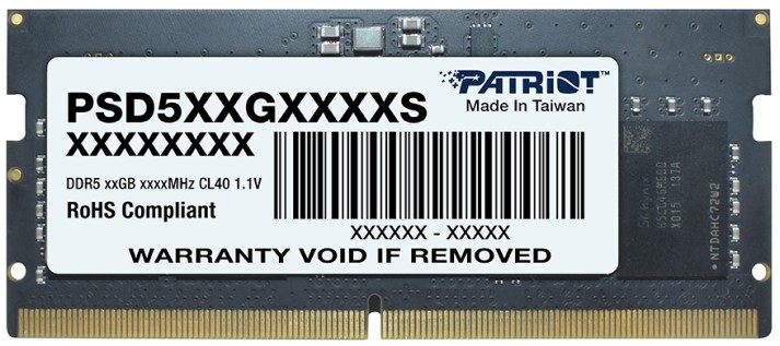 Модуль памяти SODIMM DDR5 8GB Patriot Memory PSD58G560041S Signature Line 5600MHz, PC5-44800,CL46, 1.1В, Non-ECC, Retail